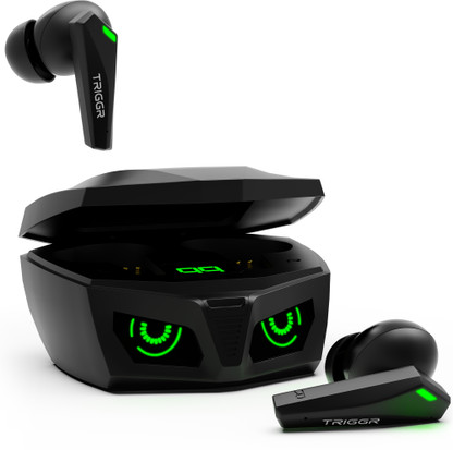 TRIGGR Kraken X1 with Battery Display, 40ms Latency, Quad Mic ENC, 40 Hr, v5.3 Bluetooth (Black, True Wireless)