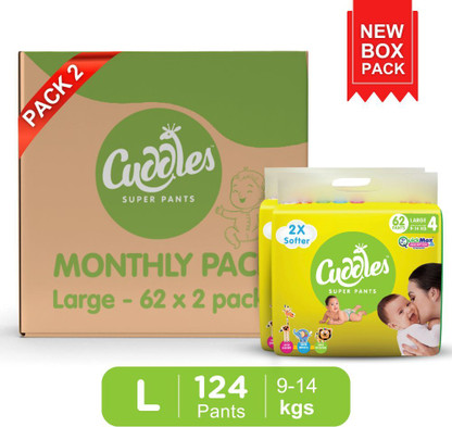 Cuddles - Super Pants Combo Pack - Large(62*2) - L (124 Pieces)