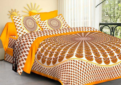 LAPNOR 110 TC Cotton King Jaipuri Prints Flat Bedsheet (Pack of 1)