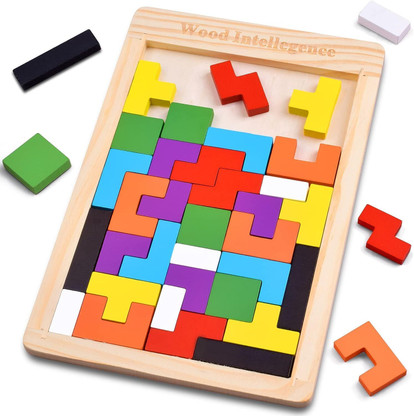 ZARQITO Wooden Russian Blocks Puzzles for Kids Adults, Wood Intelligence Puzzle