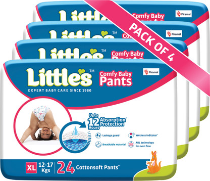 Little's Comfy Baby Pants Diapers with Wetness Indicator and 12 hours Absorption | Monthly Pack | Extra Large - XL (96 Pieces)