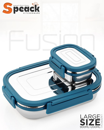 SPEACK Steel Tiffin for Kid 2 Containers Lunch Box (1000 ml)