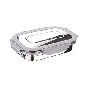 Joyo Stainless Steel Daily (Big) Tiffin Lunch Box Container 4 Side Clip Lock Lid for Office & School Use/Food Grade/Air Tight - Grey,940 ml