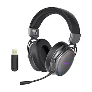 amazon basics On Ear Wireless Gaming Headphones | +20 hrs Playtime | 2.4Ghz Ultra Low Latency | Bluetooth 5.2 | Dual Mode | PS, PC, Tablet, Mobile Phone Compatible
