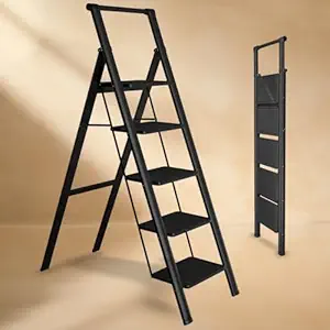 Lifelong 5 Steps Steel Ladder with Handle for Home, Foldable & Portable Stairs