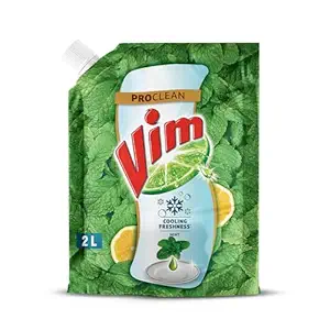 Vim ProClean Dishwash Liquid Gel with Mint, Cooling Freshness, Removes tough grease and odours, 2L
