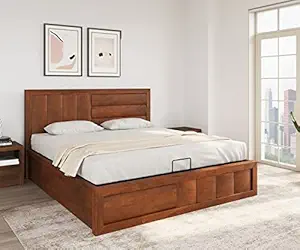 @home By Nilkamal Gladiator King Bed with Hydraulic Storage (Brown)