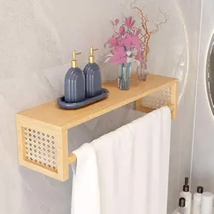 Lifelong Towel Rack for Bathroom | Durable & Stylish Bamboo Rattan Bathroom Towel Holder & Hanger | Solid Organizer for Towels, Clothes | Space-Saving Towel Shelf (LLHIRTH01)