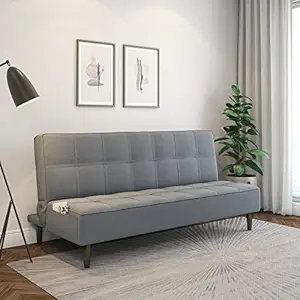 @home By Nilkamal Frisco Fabric Sofa Cum Bed in Dark Grey Finish