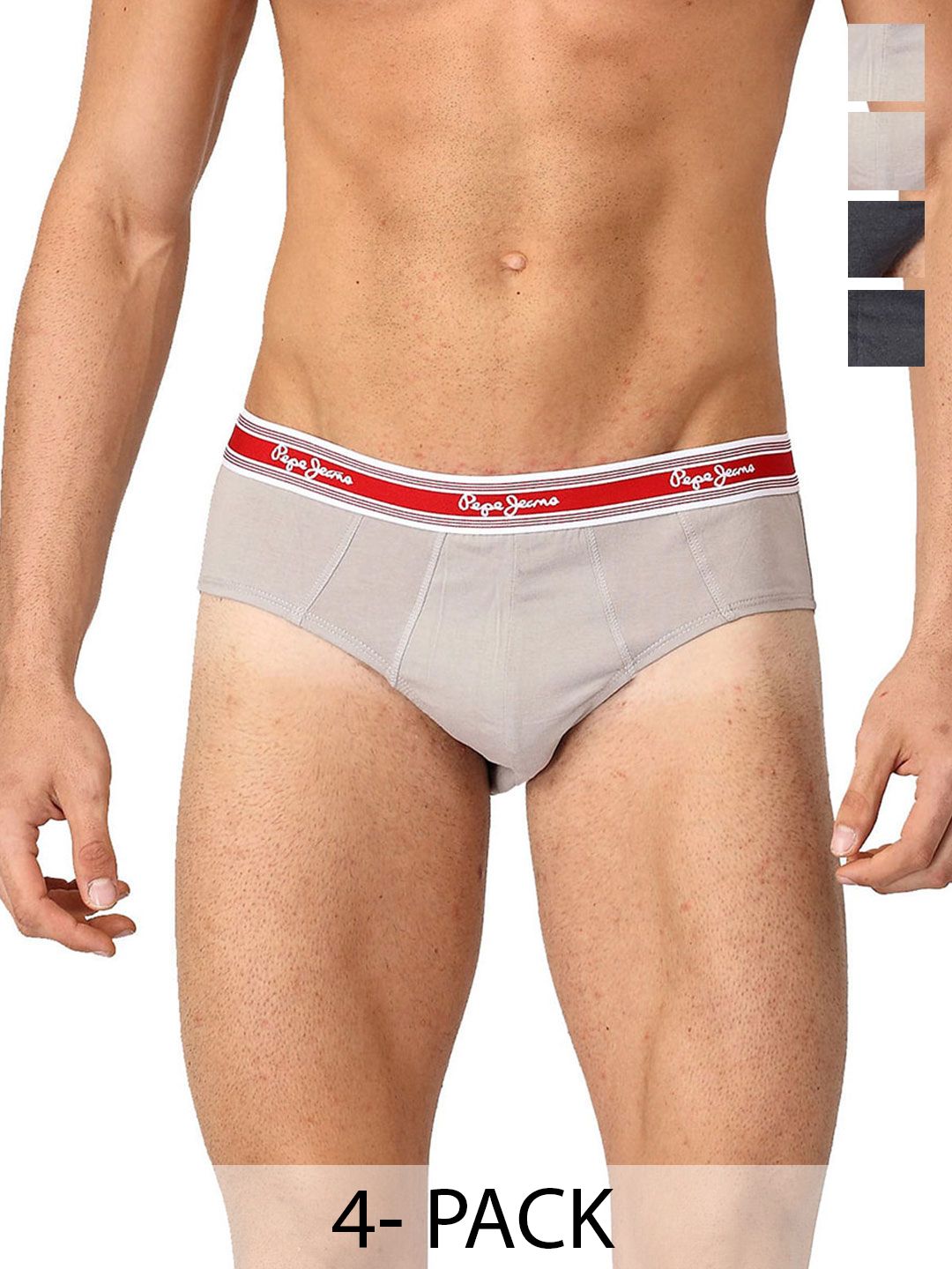 Men Pack Of 4 Pure Cotton Anti Microbial Briefs CLB03_Ebony|Mid Grey