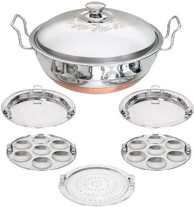 WAYMORE Stainless Steel Idli Cooker Multi Kadai Steamer with Copper Bottom