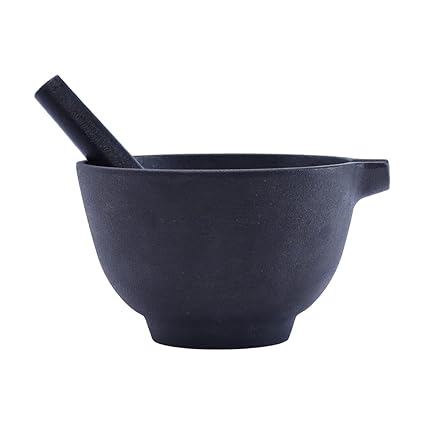 Wonderchef Forza Pre-Seasoned Cast-Iron Mortar & Pestle | Ideal for Hand Grinder