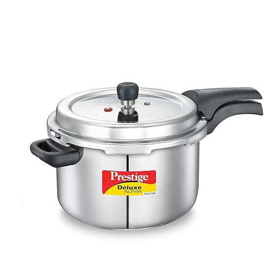 Prestige 6.5 Litres Deluxe Pressure Cooker with Deep Lid | Silver Finish