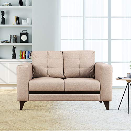 HomeTown Garcia Fabric Two Seater Sofa in Brown Colour