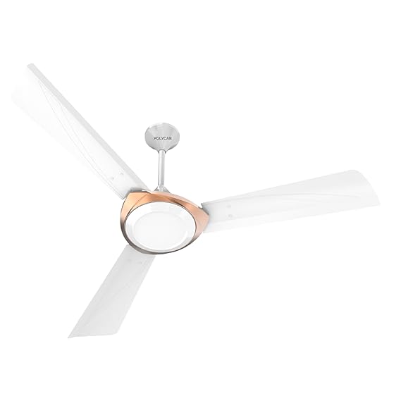 Polycab Superb Neo Star Rated, 1200mm Ceiling Fan For Home | High Speed & Air Delivery | Saves Up To 33% Electricity, 100% Copper, Rust-Proof Blades, 52 Watt | 2-yr WarrantyWhite Bronze Gold