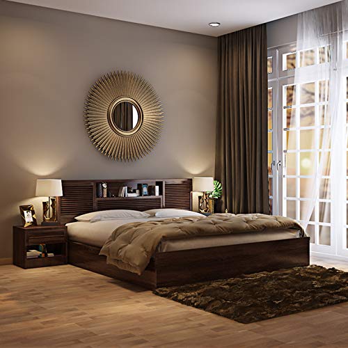 HomeTown Bolton Engineered Wood Box Storage Queen Size Bed in Wenge Colour