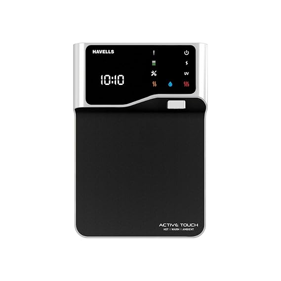 Havells Active Touch Hot| Warm|Ambient (HWA) UV Water Purifier with Auto Diagnostic, Maintenance alerts (Black), Suitable for tanker, municipal water