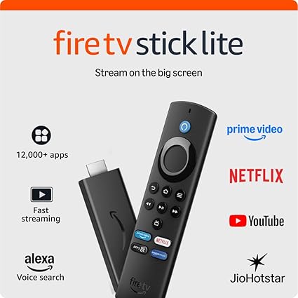 Amazon Fire TV Stick Lite with all-new Alexa Voice Remote Lite (no TV controls), HD streaming device | Now with App controls