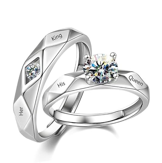 Fashion Frill Delicate Crystal Silver Plated Heart Design Adjustable Ring for Women, Girls, Men, Boys - Couple Finger Ring - Valentine Love Gifts for Wife, Girlfriend