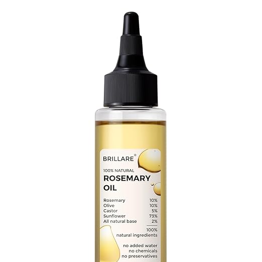 Brillare Rosemary Oil For Rapid Hair Growth | Improves Hair Thickness | Controls Hair Fall & Nourishes Scalp | 100% Natural, Non Greasy Hair Oil For Men & Women (100 ML)