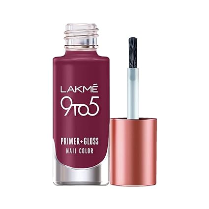 LAKM 9To5 Primer + Gloss Glossy Finish Nail Colour, Desert Rose, 6 Ml