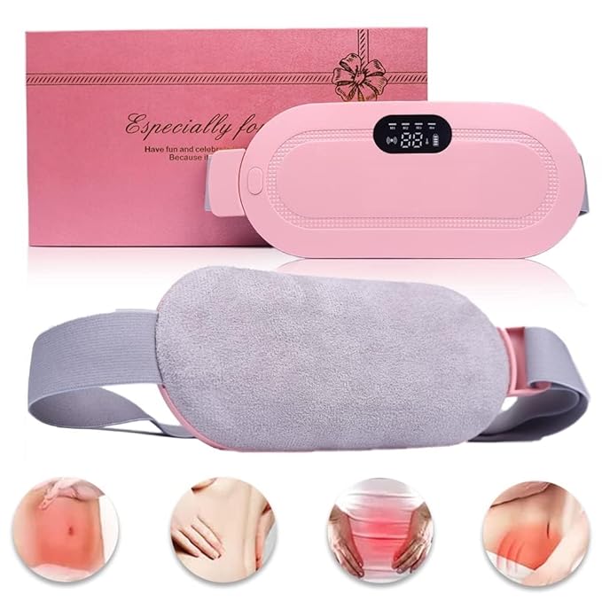 Liznoriz Period Cramp Relief Heating Pad with 4 Massage Modes for Menstrual Pain Relief