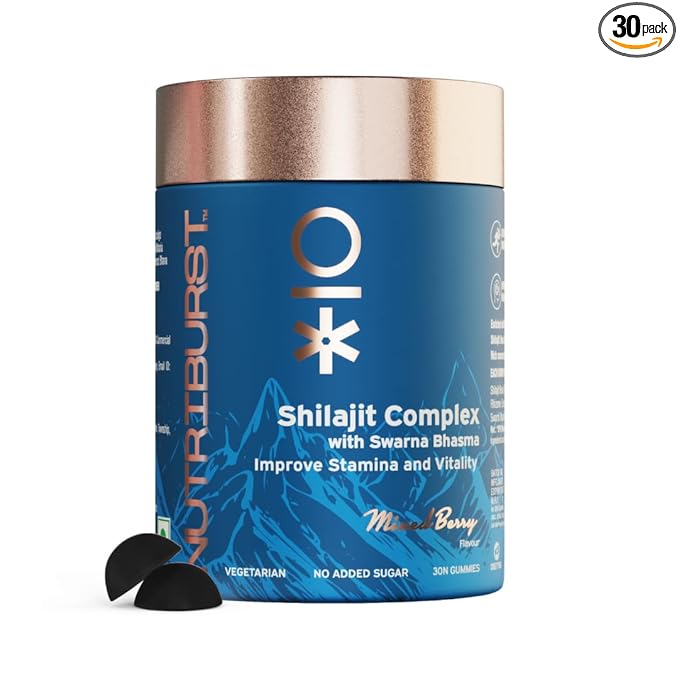 Nutriburst Shilajit Resin Gummies, Ayurvedic Herbal Blend for Natural Energy & Vitality Boost