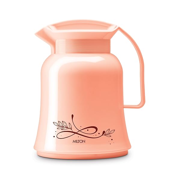 Milton Crystal 500 Vacuum Insulated Inner Glass Hot or Cold Flask, 500 ml, Peach