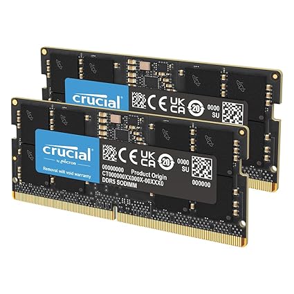 Crucial RAM 32GB Kit (2x16GB) DDR5 4800MHz CL40 Laptop Memory CT2K16G48C40S5 Black