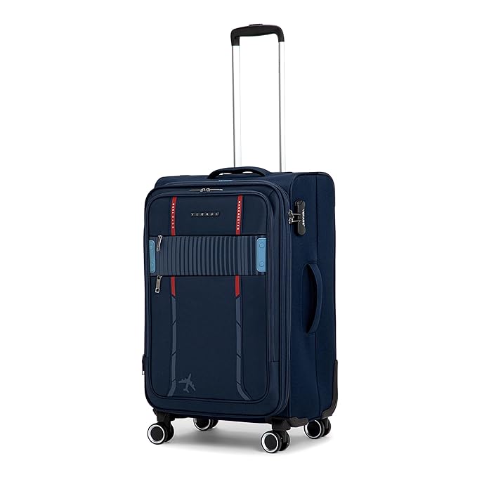 Verge Specter 70 cms Blue Soft Sided Medium Check-in Luggage Trolley Bag for Travel