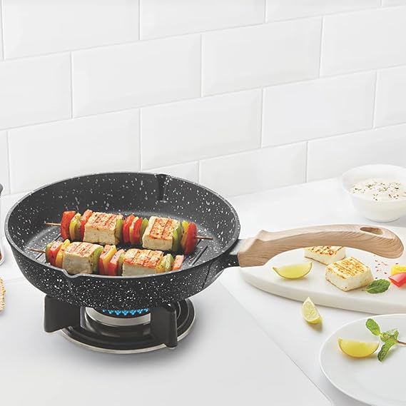 Borosil Vajra Die-Cast Non-Stick Aluminium Round Grill Fry Pan