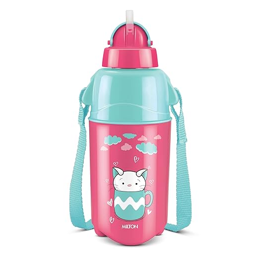 Milton Kool Trendy 400 Kids Plastic Insulated Water Bottle with Straw, 370 ml
