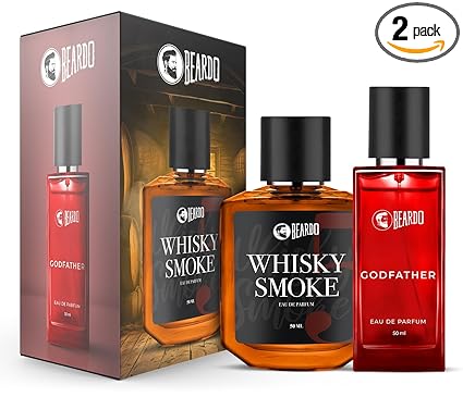 BEARDO Men Whisky Smoke & Godfather Perfume Combo for Men (50 Ml X 2) | Spicy, Woody - Oudh Notes Of Whisky Smoke & Aromatic, Spicy Notes Of Godfather | Long Lasting Smell Perfume For Men | Gift for husband | Gift for boyfriend | Gift for men
