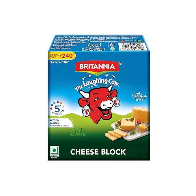 Britannia The Laughing Cow Cheese Block, 400g Pack