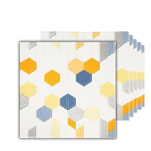 WrapWall 3D New Wallpaper PE Foam self Adhesive Design Wall Stickers/DIY Wallpaper for Home Hotel Living Room Bedroom Cafe Decor || Size 70 * 70 cm (Small-Hexa-13, 10)