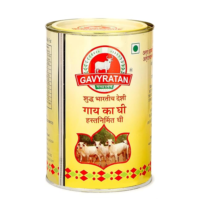 Gavyratan Pathmeda A2 Desi Cow Bilona Ghee - Natural Flavour, 1 liter, High Smoke Point, Traditional Vedic Process, Made by Rural Communities