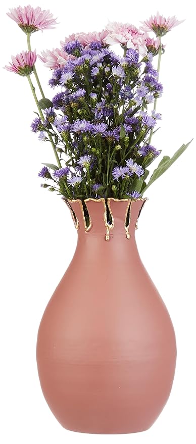 Amazon Brand - Solimo Handcrafted Iron Vase | Square Shape | Rustproof Finish | 20 cm Height | Ideal for Room Decor & Gifting (Terracotta Color)