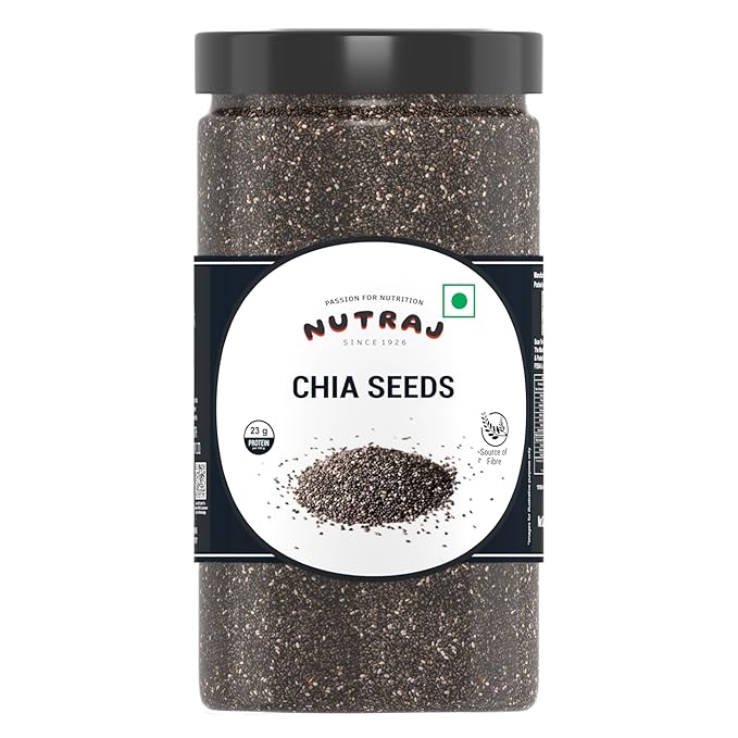 Nutraj Raw Chia Seeds 500g Jar, Chia Seed with Omega-3, Non-GMO, Gluten Free, Keto Diet Friendly.