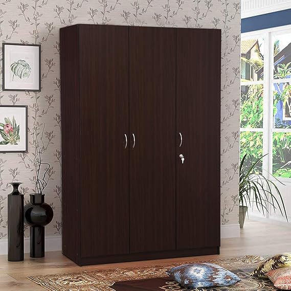 HomeTown Willy Engineered Wood Three Door Wardrobe in Walnut Colour