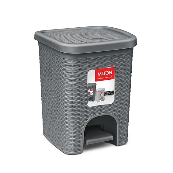 MILTON Step Up Pedal Plastic Dustbin with Inner Bucket & Lid