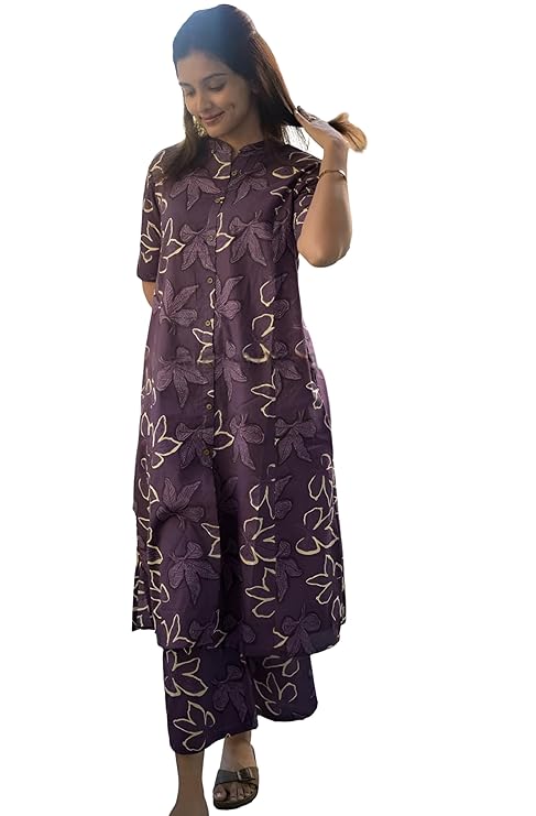 Women's Cotton Floral Kurta & Pant Set Elegant Ethnic Co-ord with Soft Fabric Vibrant Prints | Ideal, Festive Events, and Office Outfits