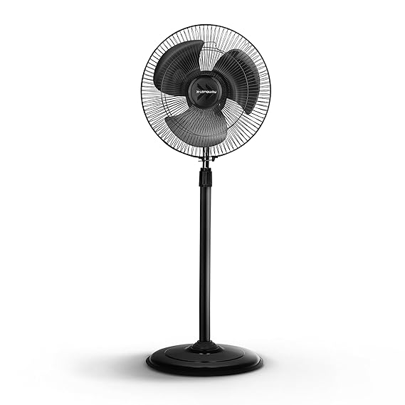 LONGWAY 12 Inch Ultra High Speed 3 Blade Decorative Pedestal Fan (Black)