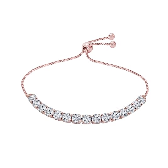 I Jewels Stylish Rose Gold Plated Cubic Zirconia American Diamond Mother's Day Special Adjustable Bracelet For Women