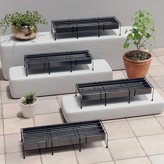 Lifelong Set of 4 Plant Stand with Detachable Tray & 65Kg Capacity - Balcony Decor
