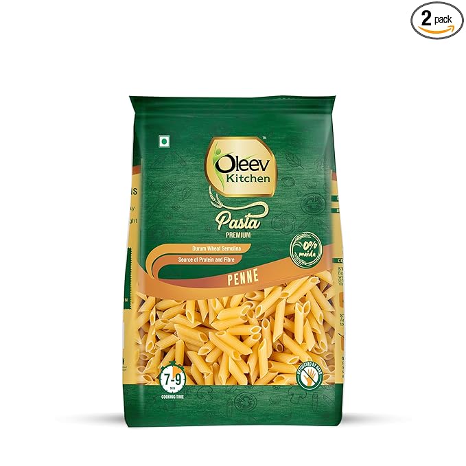 Oleev Kitchen Penne Pasta (0% Maida) | Durum Wheat | Buy 1 Get 1 Free | 800g (400g x 2)