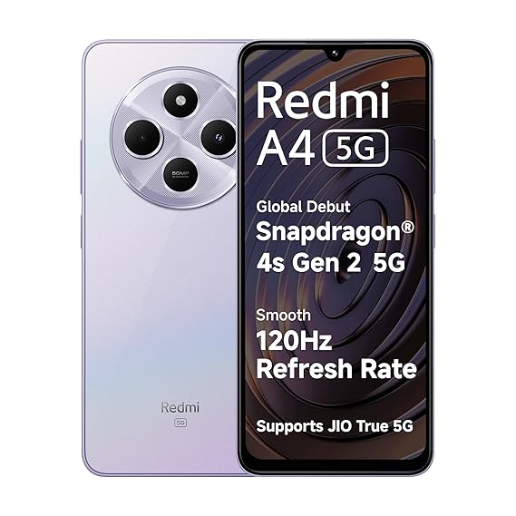 Redmi A4 5G (Sparkle Purple, 4GB RAM, 64GB Storage) | Global Debut SD 4s Gen 2 | Segment Largest 6.88in 120Hz | 50MP Dual Camera | 18W Fast Charging