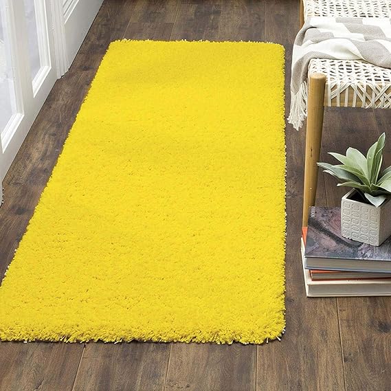 AROMICK Shaggy Carpet Plain Fur Rugs for Kids and Girls Room, Living Room Bedroom Carpet, Cute Luxury Non-Slip (2x4, Yellow)