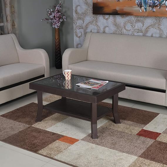 @home Nilkamal CNTBL2CG Contemporary Center Coffee Table/Tea Table/Teapoy Living Room/Office & Outdoor. (Weather Brown)