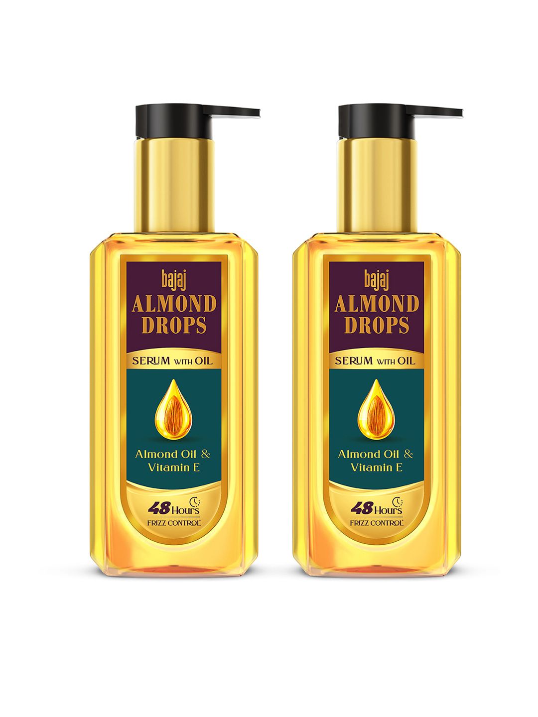 Set of 2 Almond Drops Frizz Control Hair Serum with Oil - 100ml Each