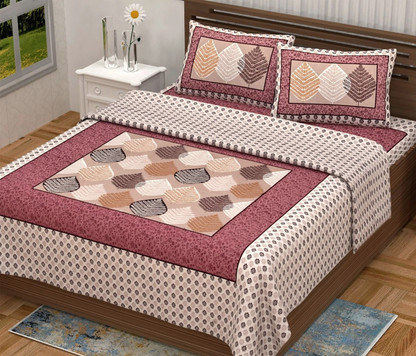Cosito 144 TC Cotton Double Jaipuri Prints Flat Bedsheet (Pack of 1)